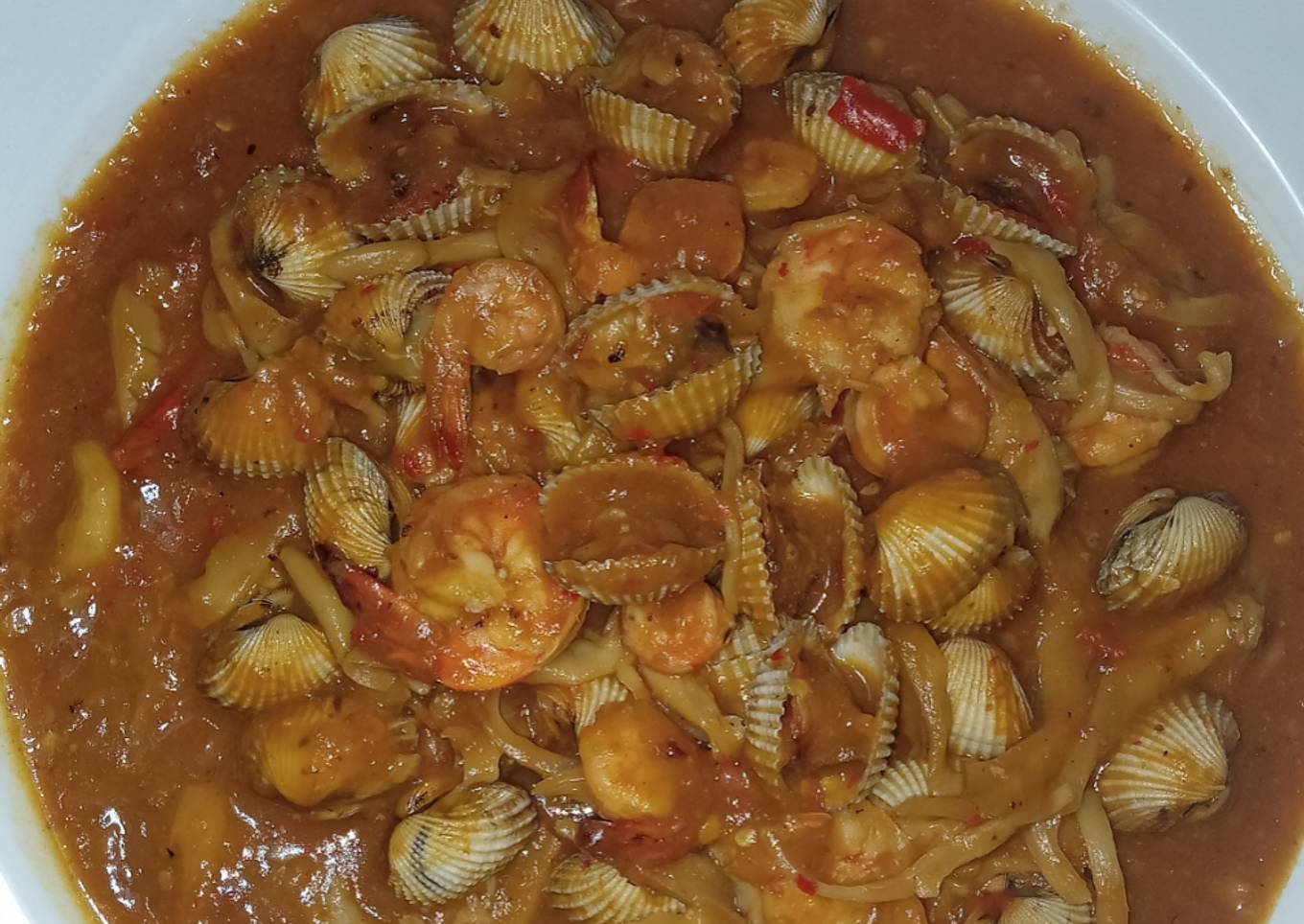 33. Kerang udang mix Jamur Saus Asam Manis
