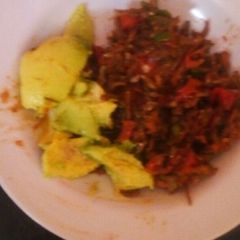 A picture of Ovacado and fried omena#marathonrecipe.