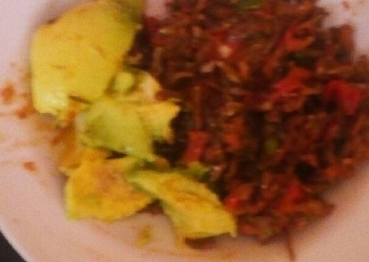 Ovacado and fried omena#marathonrecipe