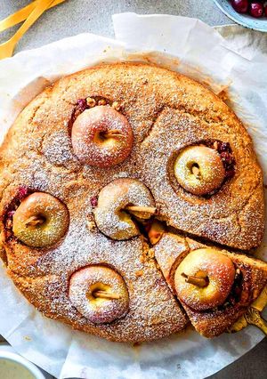 A picture of WholeWheat Eggless Apricot Cake.