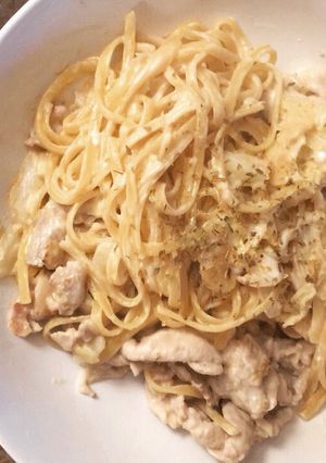 奶油起司豬肉義大利麵 的食譜成品照片