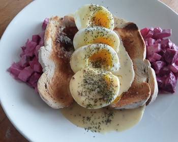 Fast Cooking Methods Sigs Eggs in Mustard Saffron Sauce with Beetroot Salad Savory Delicious