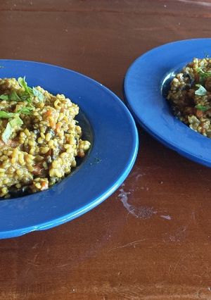 Una foto de Risotto con hongos