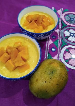 A picture of Mango Yogurt / Aam Doi.