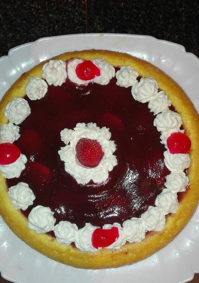 Una foto de Pastel de queso en la olla GM g con mermelada de fresa casera