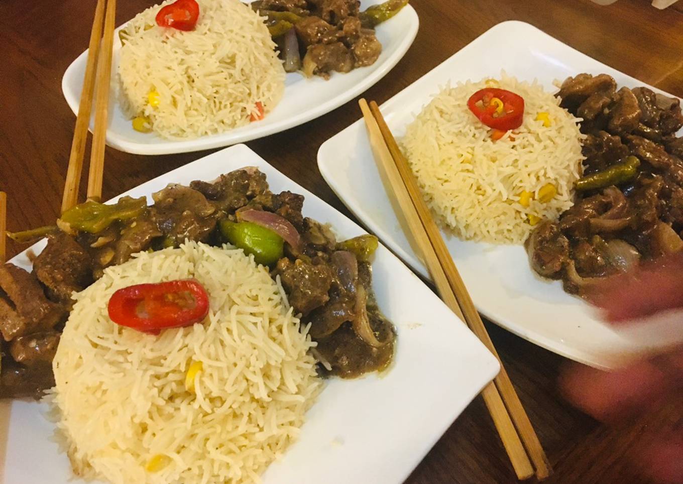 Stir fry beef and chillies