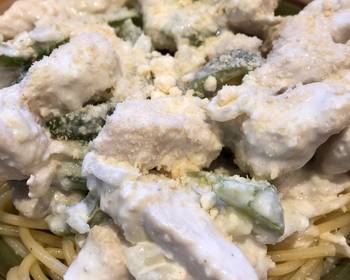 How To Making Recipe Creamy Garlic Chicken with Spaghetti  Practical Delicious