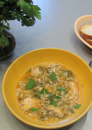 Фото Мясной суп с перловкой.