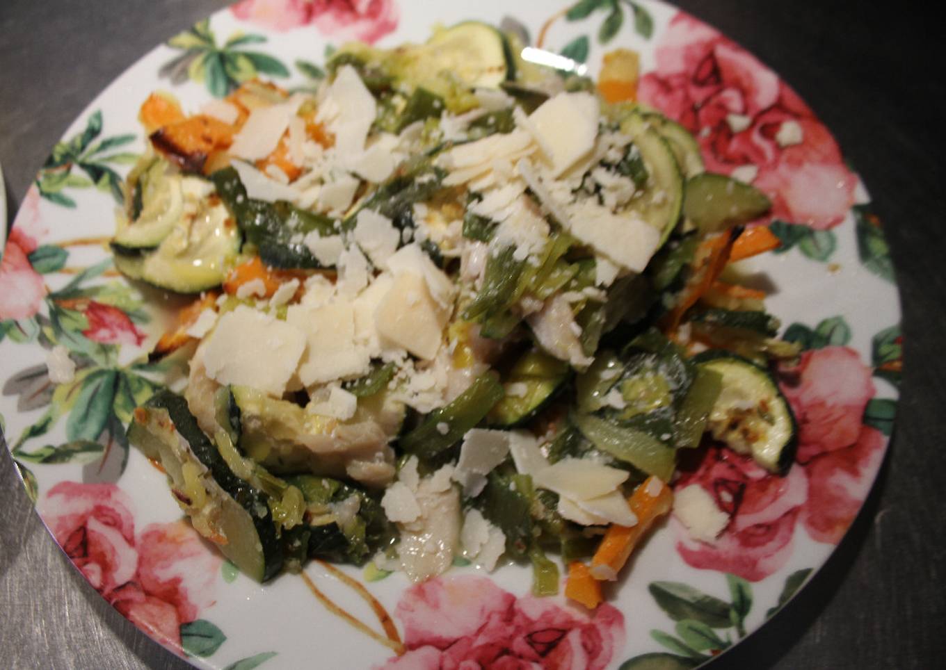 Zucchini y calabaza, apuerreados y bacalaoados