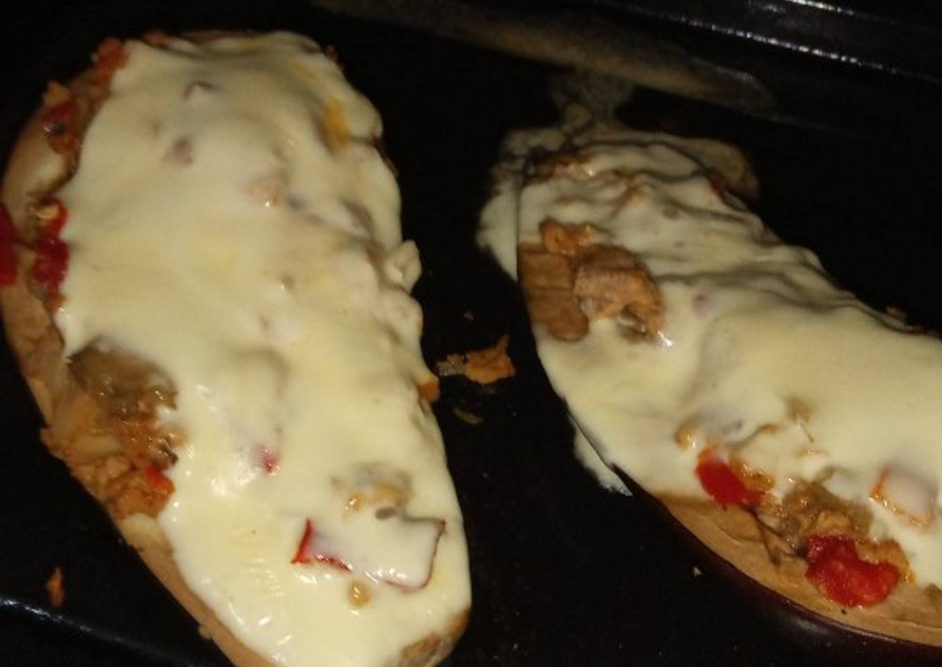 Berenjena rellena con soja texturizada