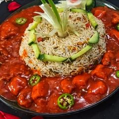A picture of Chinese Rice with Manchurian.