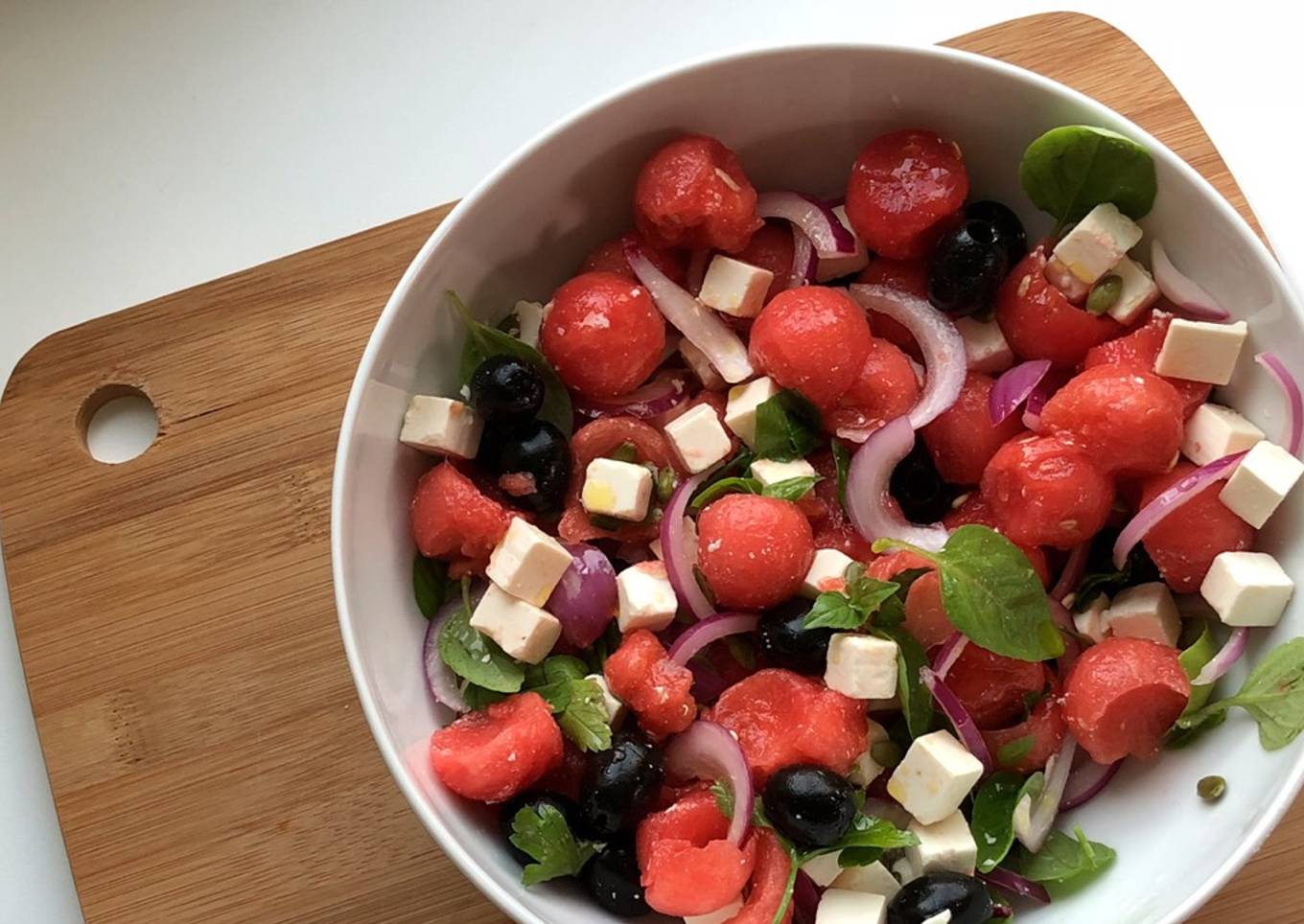 Ensalada de sandía y queso feta 🍉
