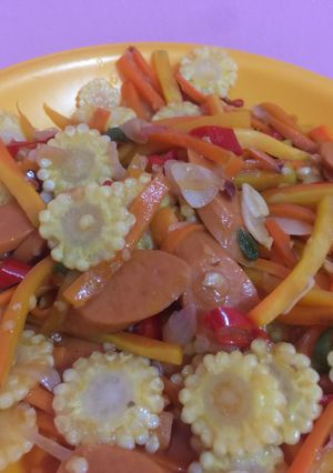 Foto resep Tumis sosis wortel jagung muda