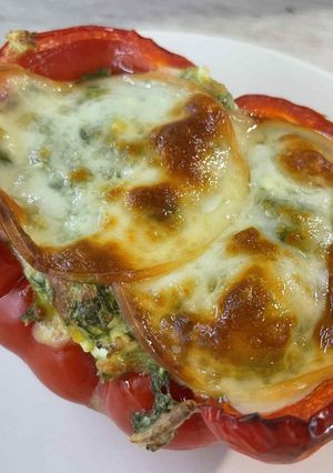 Fetás spenóttal töltött paprika recept fotója