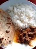 Kaleji gurda masala with paratha and plain rice