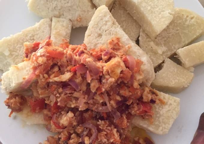 Easiest Way to Make Perfect Boiled yam and egg sauce