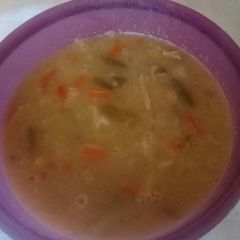 Chicken soup with beans and veggies A picture of Chicken soup with beans and veggies.
