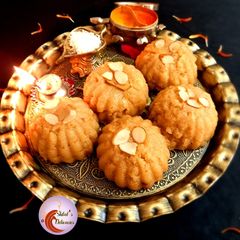 A picture of Jaggery Kesari Prasadam.