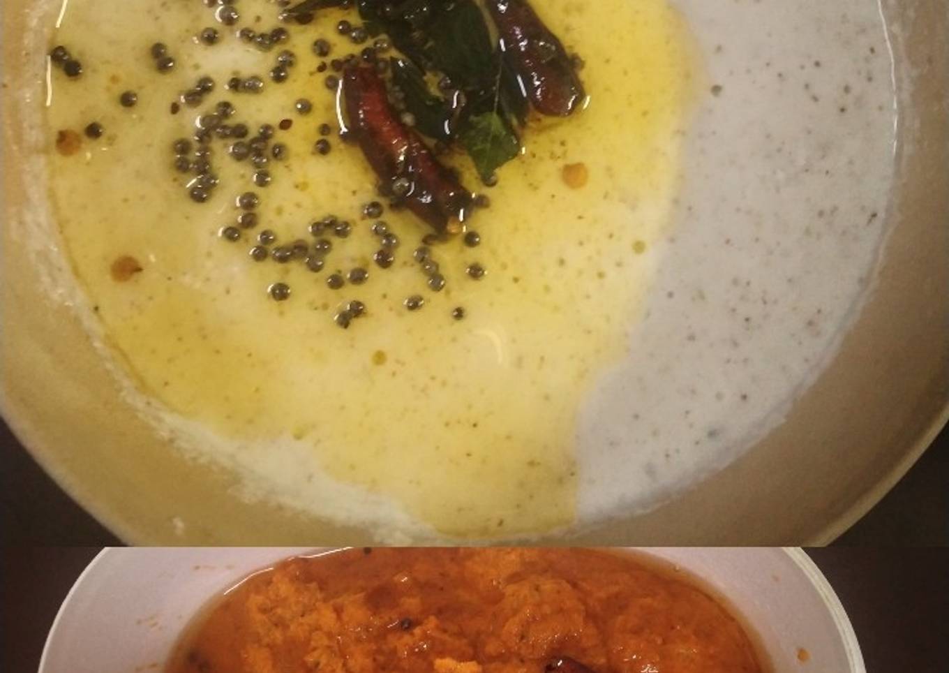Red and white coconut chutneys