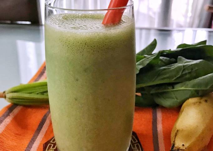 Resep Green smoothie (banana &amp; horenso), Enak Banget