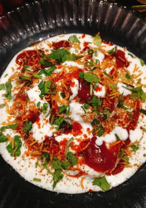 A picture of Sweet Potato Tikki Chaat.