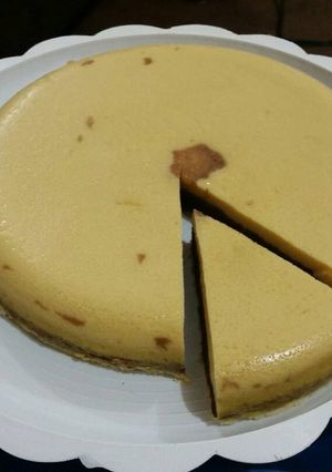 Una foto de Bizcoflan con queso crema
