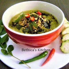 A picture of Beerakaya Pottu Chutney (Ridgegourd Peel Chutney - Andhra Style).