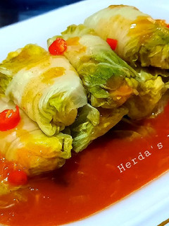 Foto resep Sawi Gulung Kukus Saus Pedas Manis