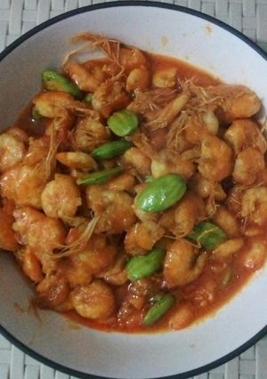 Foto resep Udang pete bumbu merah