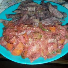 A picture of Borscht A La Grace With Deep Fried Arrowroot.