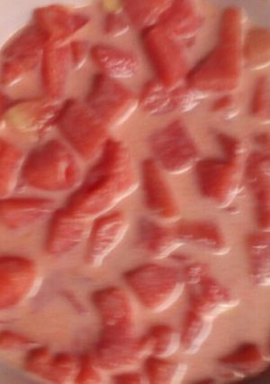 A picture of Watermelon and milk.
