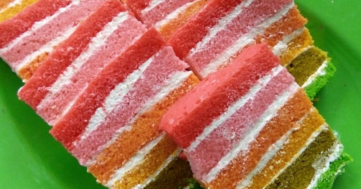 Resep Rainbow Cake Kukus Ny Liem Super Lembut Oleh Zalfaa Kitchen