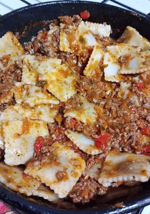Una foto de Ravioles con carne picada