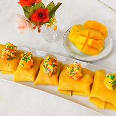 Stuffed mango pillows A picture of Stuffed mango pillows.