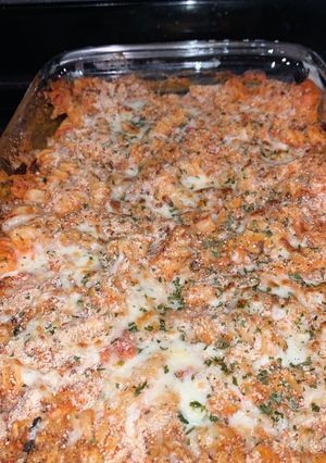 A picture of Bake Ziti with a twist.