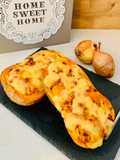 Stuffed Butternut Squash with Bacon, Onions & Raclette Cheese