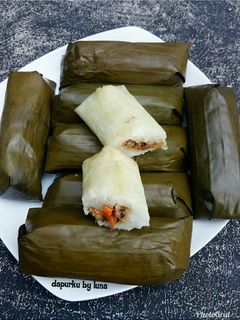 Foto resep Lontong isi oncom pedas