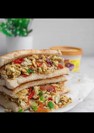A picture of Toasted bread and egg.