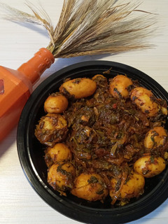 عکسی از دستور آلو پالک 😍 با رب انار (خوراک سیب زمینی اسفناج پاکستانی)