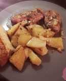 Φιλέτο κοτόπουλο με πατάτες και αρωματικό λάδι