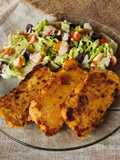 🍲Tofu de lentejas coral salteado al curry con guarnición al aliño de yogur y mostaza 🍲