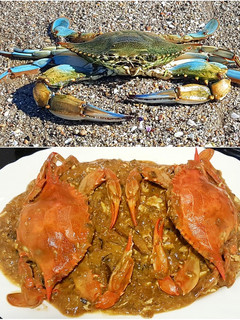 Una foto de Jaiba Azul Chili Crab Thai Style en salsa cremosa de huevo