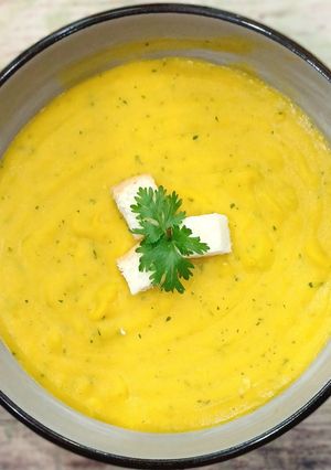 Hình của món Soup khoai tây, bí đỏ, cốt dừa.