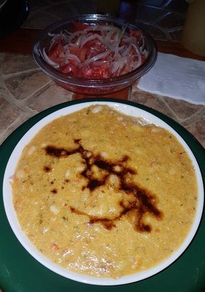 Una foto de Porotos con mazamorra