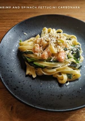 Foto resep Fettucini Udang Bayam Creamy
