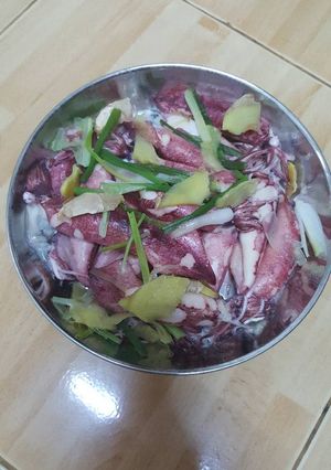 Hình của món Mực trứng hấp hành gừng.
