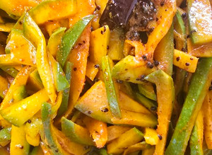 A picture of Instant raw mango pickle.