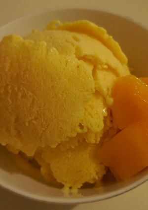 A picture of Mango Ice-cream - only 3 ingredients.