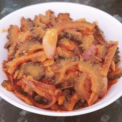 A picture of Bitter Gourd stir fry.