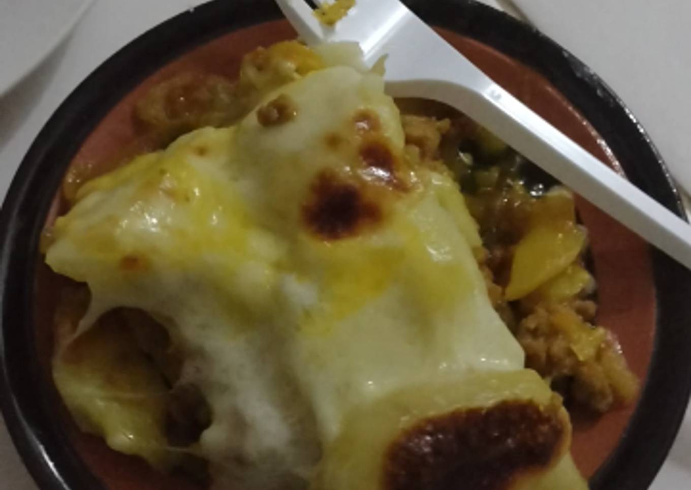 Lasaña de papá con carne molida sin horno